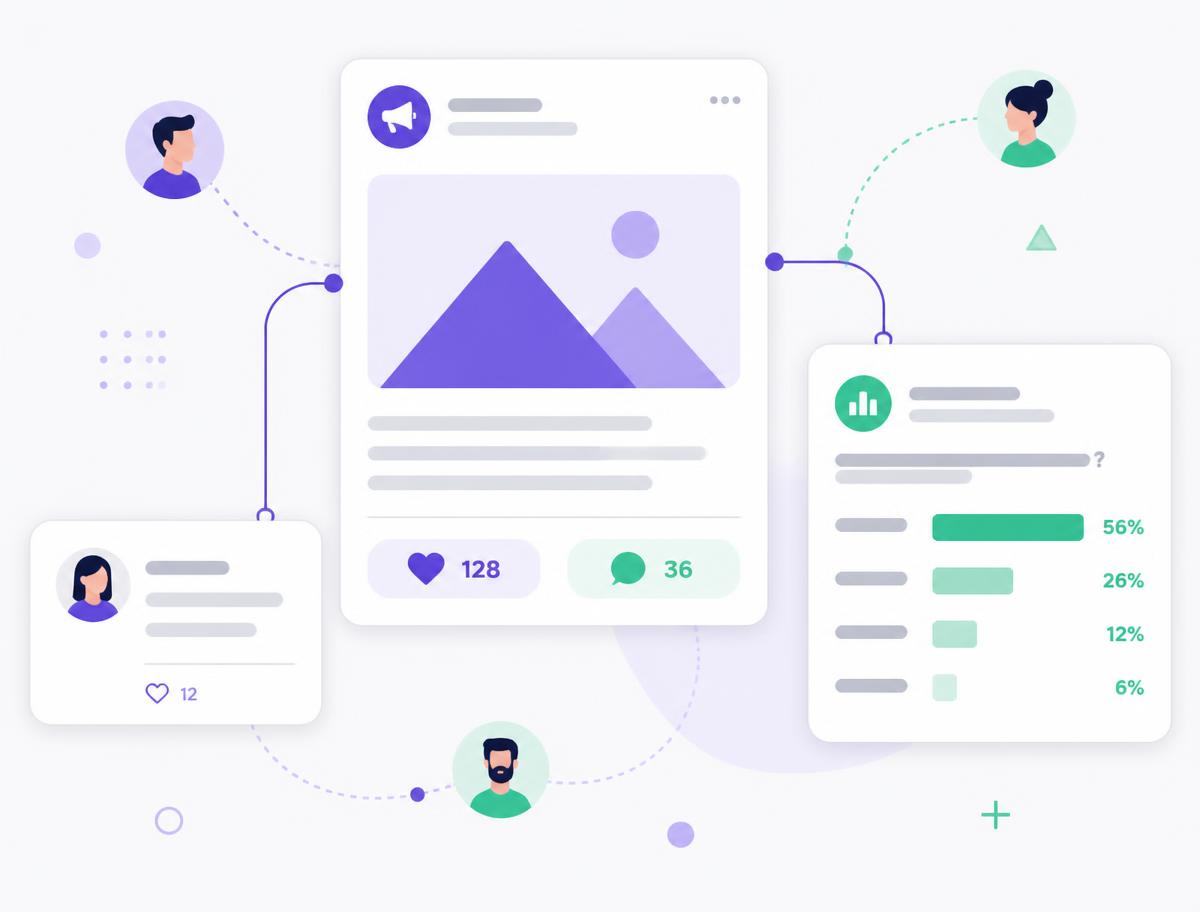 Beitrag mit Likes, Kommentaren und Umfrage in der StaffApp